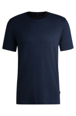 Tシャツ・カットソー Hugo Boss SS25 'C-Thompson 222' T-shirt (50539831 404) BOSS - Mercerized-cotton T-shirt with micro pattern - Dark Blue