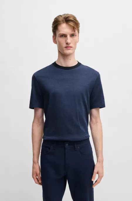 Micro-pattern T-shirt in mercerised cotton