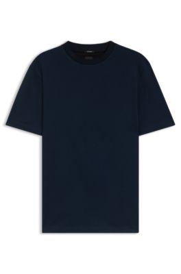 Micro-pattern T-shirt in mercerised cotton, Dark Blue