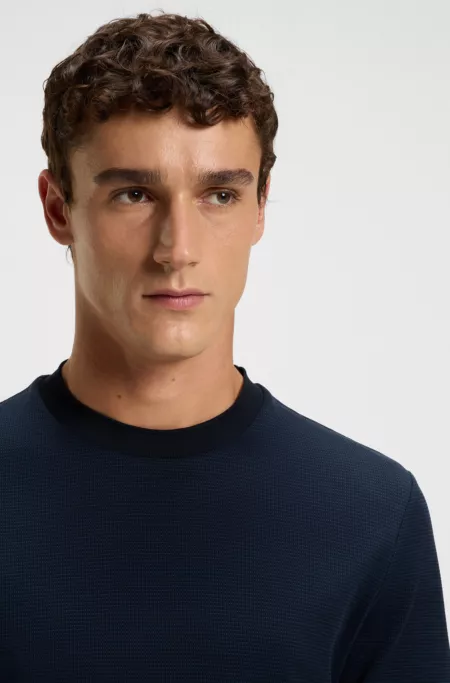 Micro-pattern T-shirt in mercerised cotton