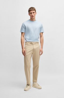 Camiseta de algod&oacute;n mercerizado con micromotivo, Celeste