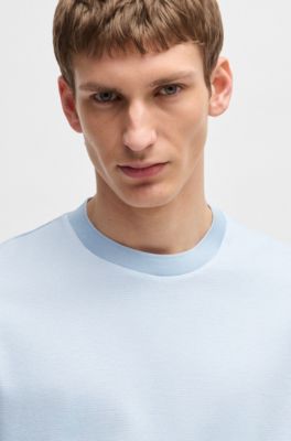 Camiseta de algod&oacute;n mercerizado con micromotivo, Celeste