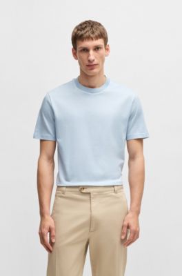 Micro-pattern T-shirt in mercerised cotton, Light Blue