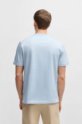 Camiseta de algod&oacute;n mercerizado con micromotivo, Celeste