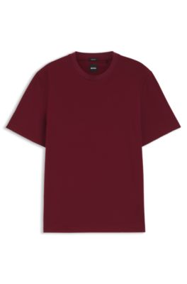 Micro-pattern T-shirt in mercerised cotton, Dark Red
