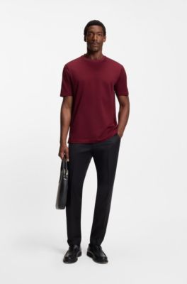 Micro-pattern T-shirt in mercerised cotton, Dark Red