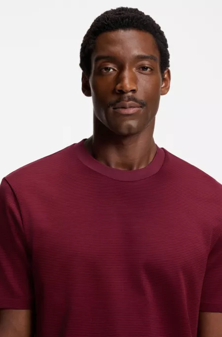 Micro-pattern T-shirt in mercerised cotton