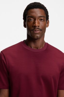 Micro-pattern T-shirt in mercerised cotton, Dark Red