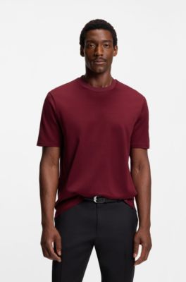 Micro-pattern T-shirt in mercerised cotton, Dark Red
