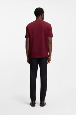 Micro-pattern T-shirt in mercerised cotton, Dark Red