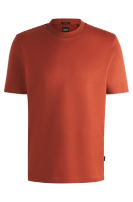 Micro-pattern T-shirt in mercerised cotton, Dark Orange