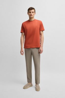 Micro-pattern T-shirt in mercerised cotton, Dark Orange