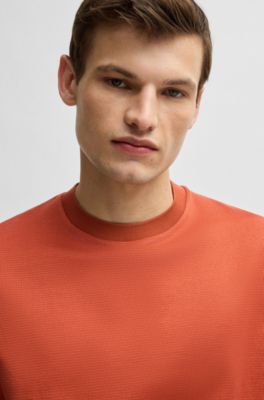 Micro-pattern T-shirt in mercerised cotton, Dark Orange