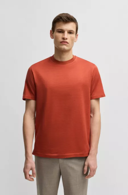 Micro-pattern T-shirt in mercerised cotton