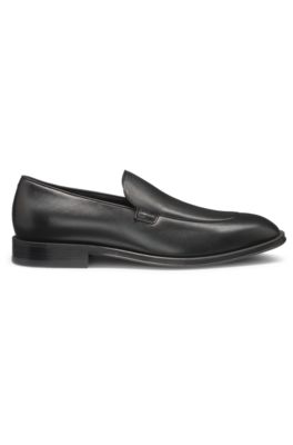 Leather loafers with apron toe, Black
