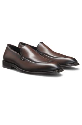 Hugo BOSS ローファー BOSS - Leather loafers with apron toe - Dark Brown