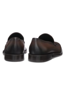 Leather loafers with apron toe, Dark Brown