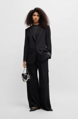 Slim-fit tank top with detachable logo chain, Black