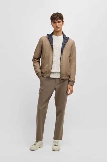 Reversible jacket in nubuck leather with two-way zip