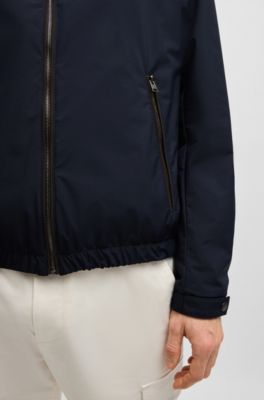 Hooded jacket in peached material, Dark Blue
