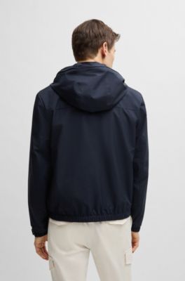 Hooded jacket in peached material, Dark Blue