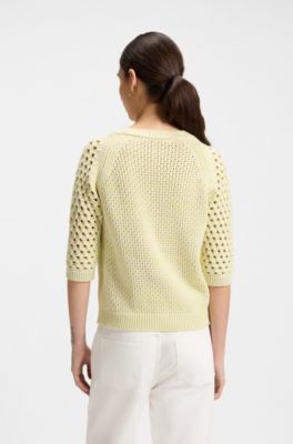 Jersey de algod&oacute;n con diferentes tipos de punto, Amarillo claro