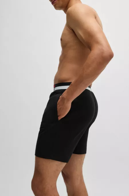 Stretch-cotton pajama bottoms with color-blocked waistband