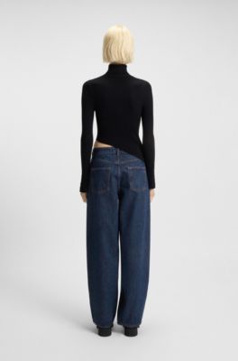 Jean Relaxed en denim bleu d&eacute;lav&eacute;, Bleu fonc&eacute;