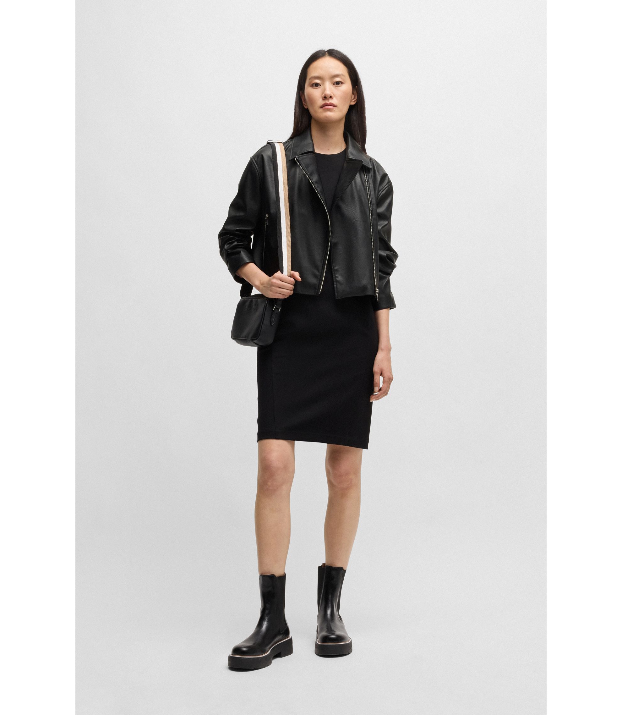 GENTLE FAKE LEATHER JACKET ブラック GENTLE FAKE LEATHER JACKET ブラック