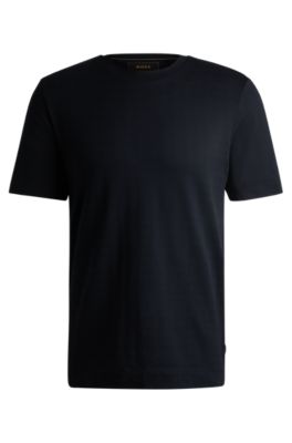 BOSS - Regular-fit T-shirt in cotton-silk checked jacquard