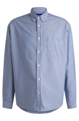 Oversize-fit button-down shirt in Oxford cotton, Light Blue