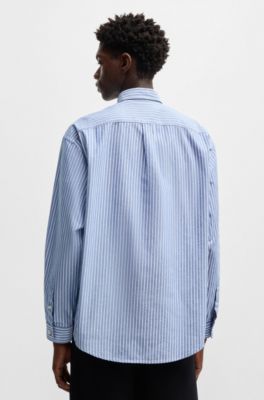 Oversize-fit button-down shirt in Oxford cotton, Light Blue