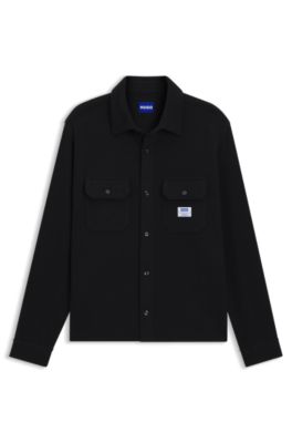 Camisa oversize fit de algod&oacute;n con estructura, Negro