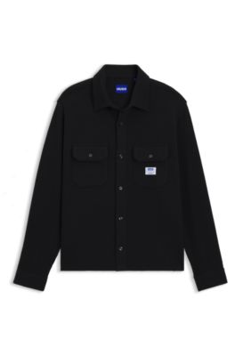 Oversized-fit shirt in a structured cotton blend, Black