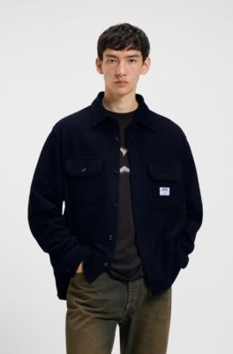 Chemise Oversize en coton m&eacute;lang&eacute; structur&eacute;, Noir