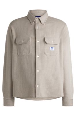 Oversized-fit shirt in a structured cotton blend, Light Beige