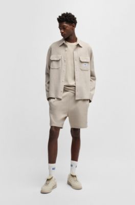 Oversized-fit shirt in a structured cotton blend, Light Beige