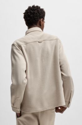 Oversized-fit shirt in a structured cotton blend, Light Beige