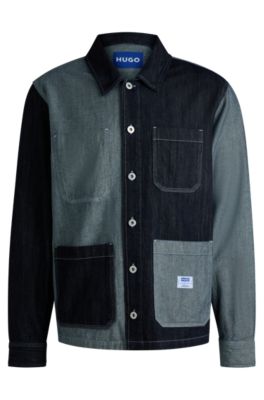 Sobrecamisa relaxed fit de denim mixto, Azul oscuro