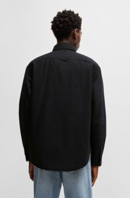Sobrecamisa acolchada oversize fit en algod&oacute;n Oxford, Negro