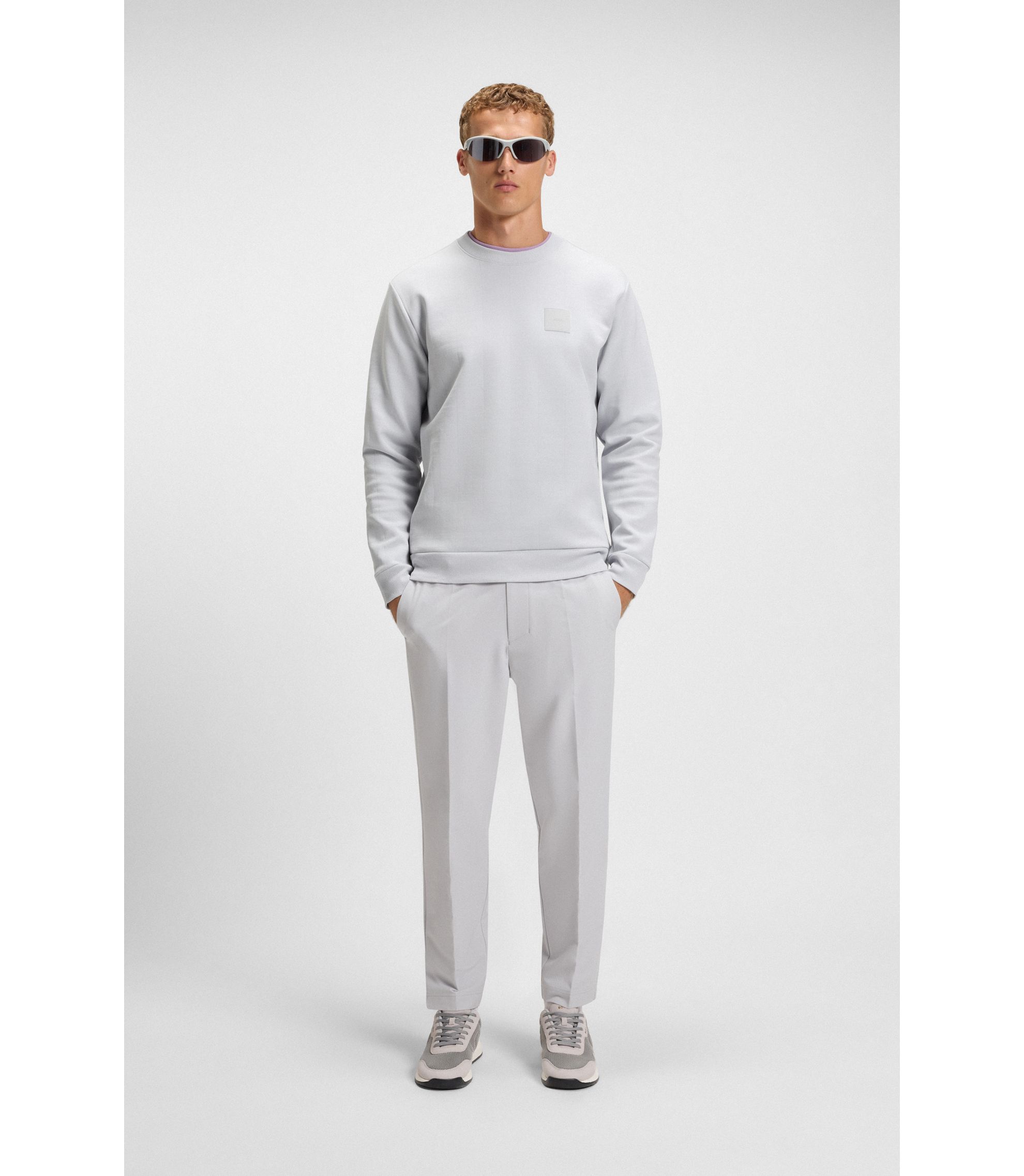 極美品 HUGO BOSS シルク 混 ニット 切り替え 中綿 ブルゾン S 極美品