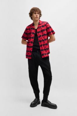 Camisa relaxed fit de algod&oacute;n con logo ahumado estampado, Fantas&iacute;a