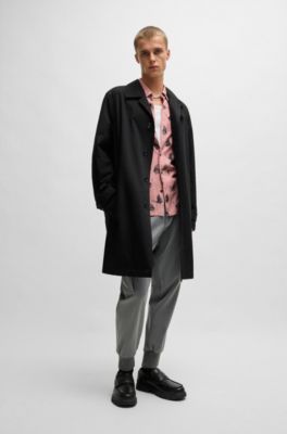 Camisa relaxed fit en popel&iacute;n con estampado de temporada, Rosa claro