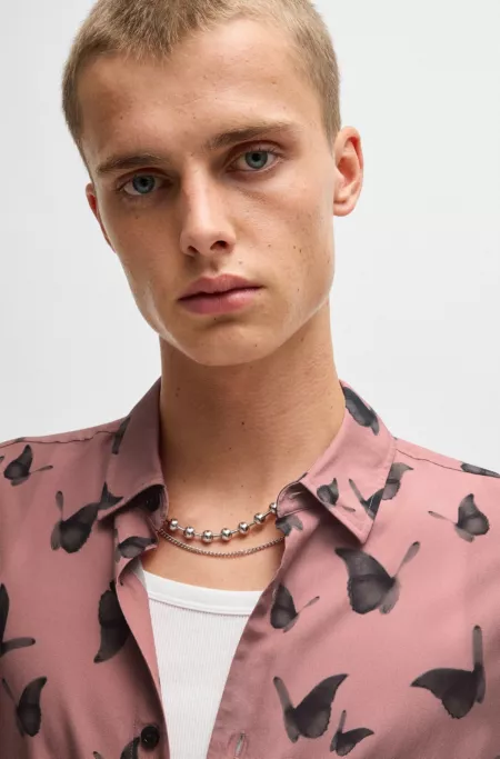 Relaxed-fit shirt in seasonal-print poplin