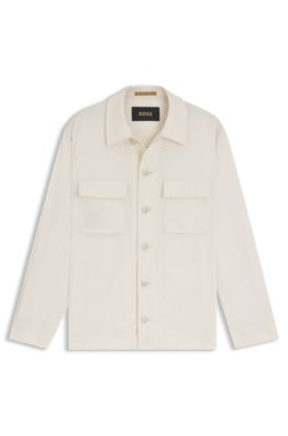 Sobrecamisa relaxed fit en lana virgen, Blanco