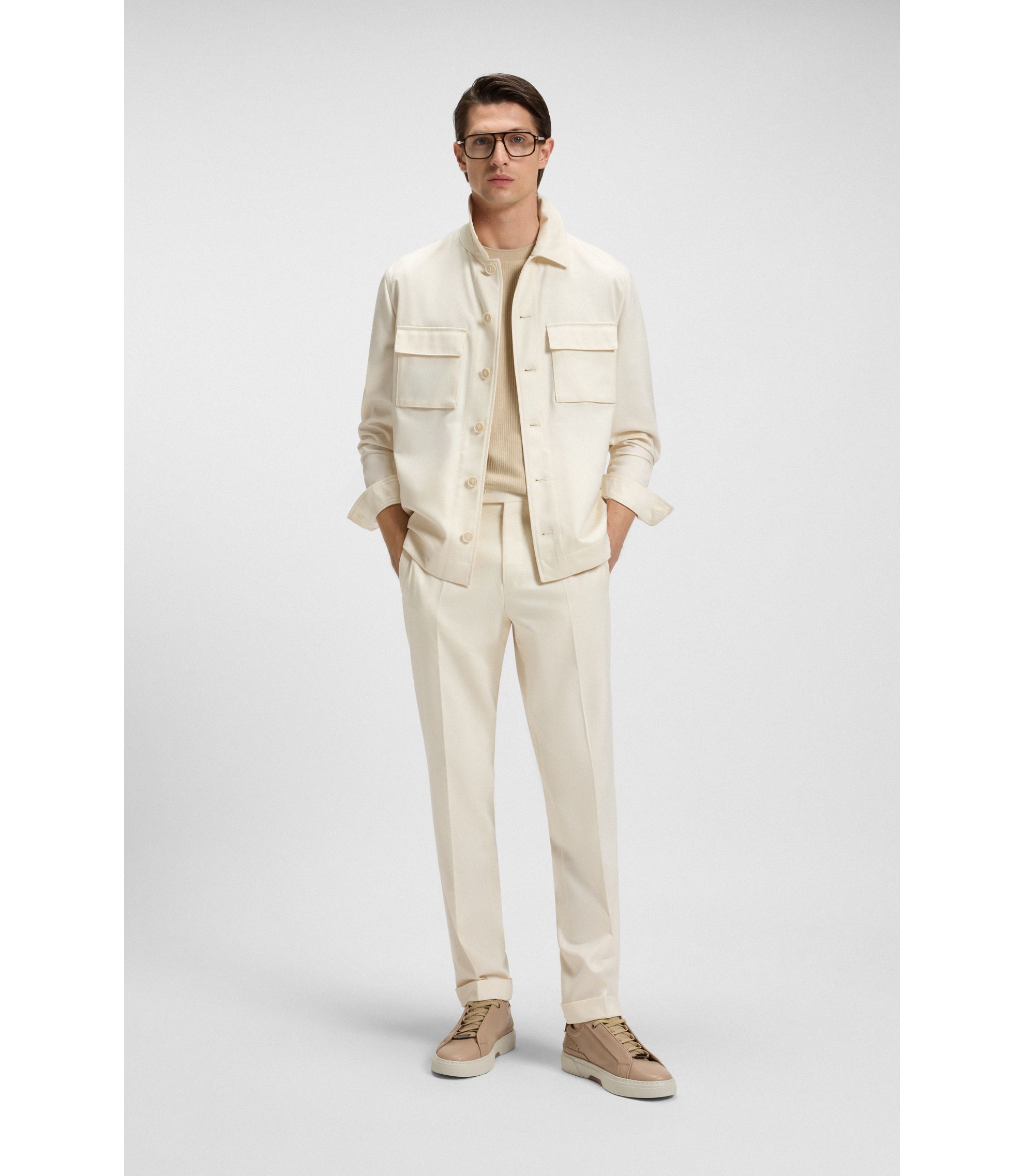 BOSS - Relaxed-fit jacket in virgin wool - White