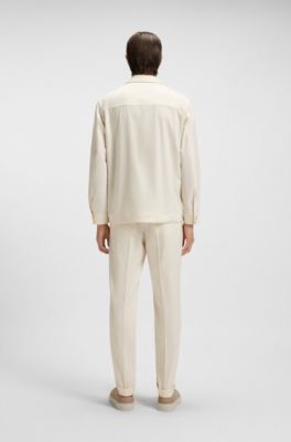 Sobrecamisa relaxed fit en lana virgen, Blanco