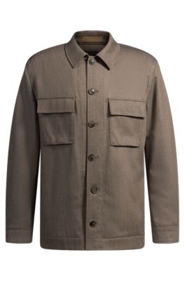 Relaxed-fit jacket in virgin wool, Light Green