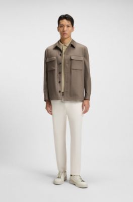 Relaxed-fit jacket in virgin wool, Light Green