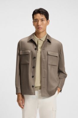 Relaxed-fit jacket in virgin wool, Light Green